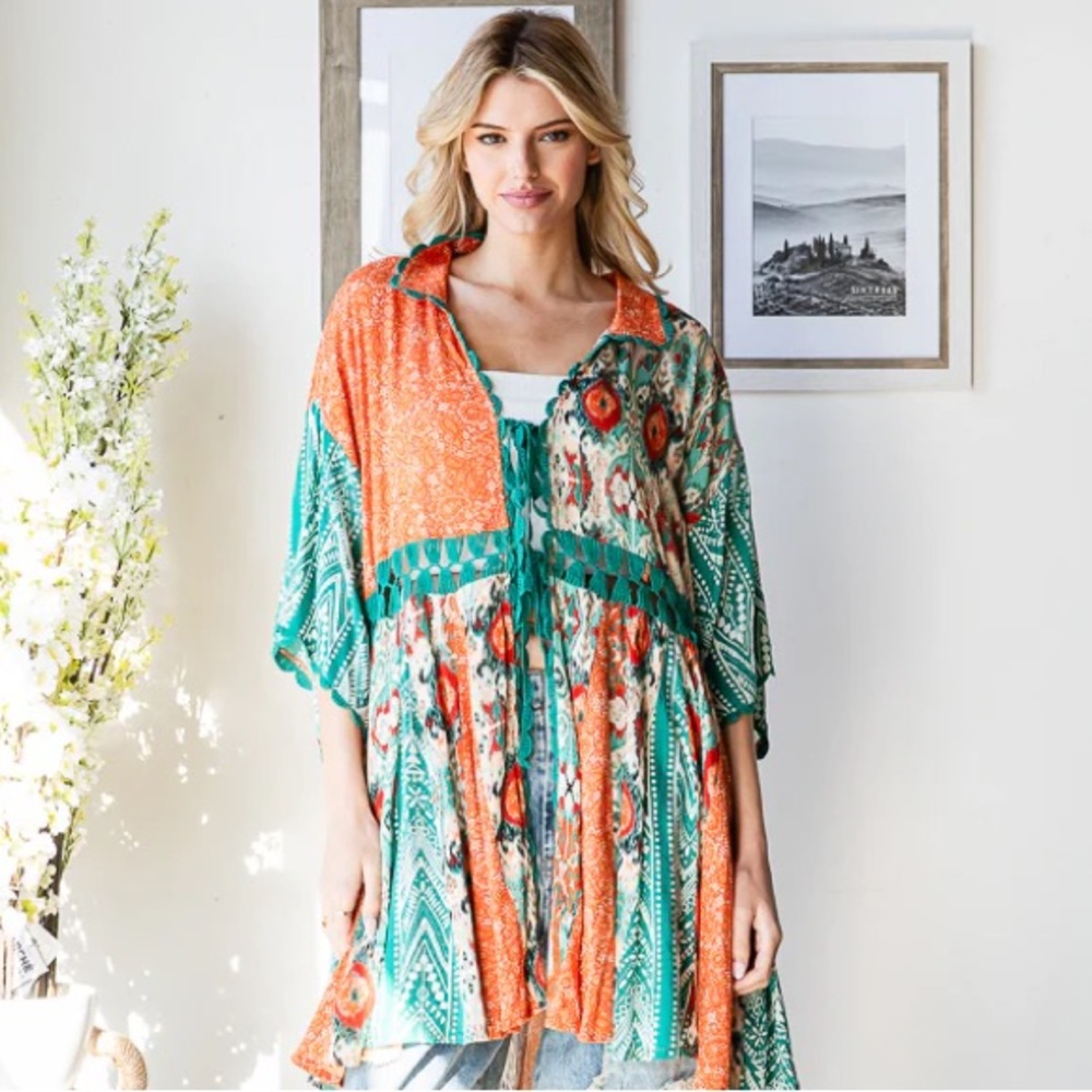 Oli & Hali Orange and Green Floral Tunic